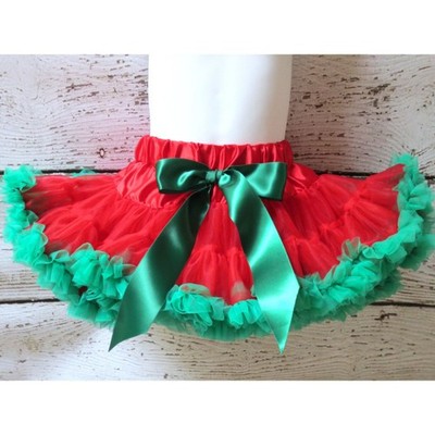 New Girls Christmas Tutu 1-2 years Red Green Baby Pettiskirt Ruffle Skirt
