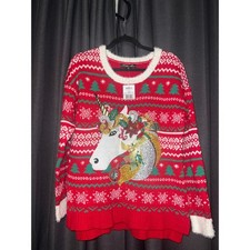 Ugly Christmas Sweater Xmas Size Large NWT Unicorn