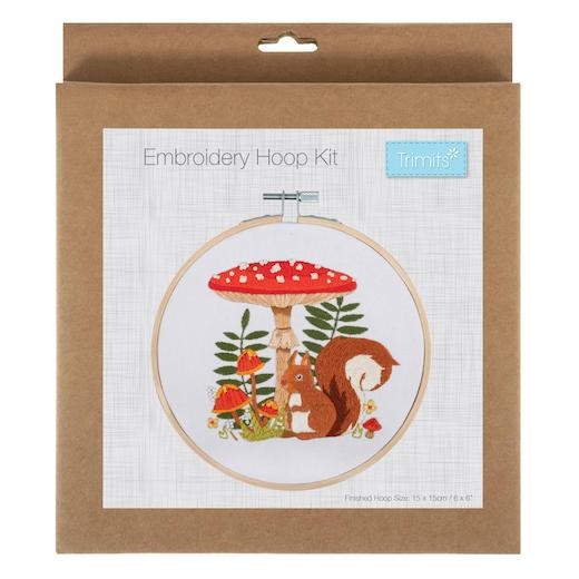Trimits Embroidery Kit with Hoop - Toadstool Squirrel