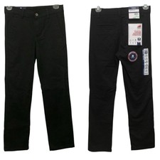 IZOD Boys Sz 8 Black Chino Pants NWT Flat Front Cotton Stretch Adjustable Waist