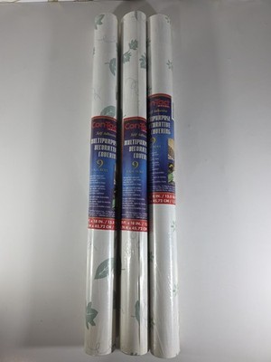 Con Tact 3 Rolls Vintage White And Green 9 Foot Lot Of 3 Rolls