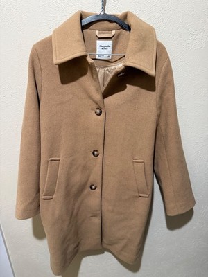 Abercrombie & Fitch Women's Camel Wool Blend Coat - Classic Preppy Fall Fashion