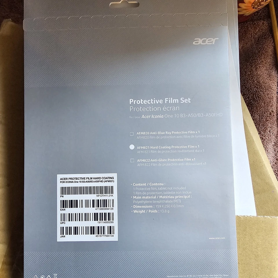 Acer Iconia One 10 Protective Film Screen Save B3-A50/B3-A50FHD AFM820 HARD COAT - Image 2 of 4