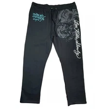 Ed Hardy Crawling Tiger Sweatpants Black Tattoo Love Kills Slowly Mens Medium