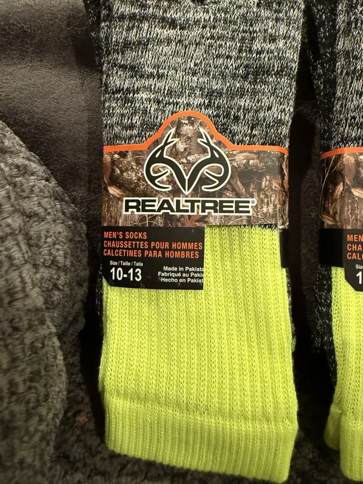 Lote de 10 pares de calcetines para hombre REALTREE 10-13 amarillo naranja gris negro nuevos (575) Foto 3 de 4