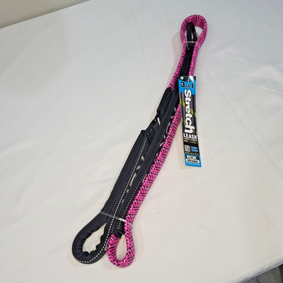 Rok Straps stretch dog leash Lrg 60 + lb 54'' reflective Pink/Black NEW With TAGS