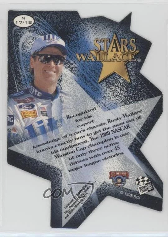 1998 Press Pass Stealth Stars Die-Cut Rusty Wallace #N17 HOF - Image 2 of 2