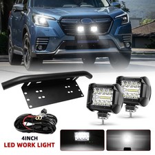 4'' Inch LED Fog Light Pods + License Plate Bracket For Subaru Outback Forester