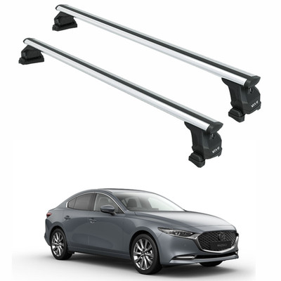For Mazda 3 Sedan (BP) (2019-Up) Roof Rack Cross Bars, Silver
