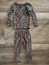 Cat  Jack Girls' 2-piece Christmas Holly Berry pajama set 3T Velour Soft Green