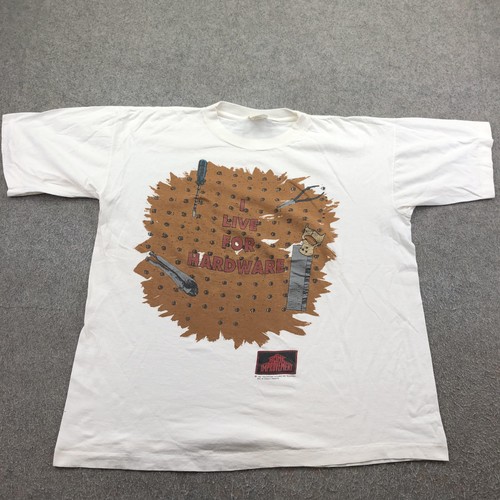 Vintage Home Improvement Shirt Mens 2XL White I Live For Hardware 1994 90s
