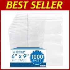 1000 Pack 6x9 Clear Zip Bags - 2 Mil LDPE Plastic