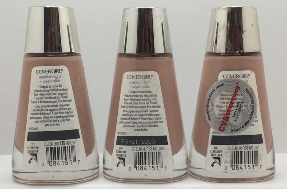 CoverGirl Clean Liquid Foundation For Normal Skin, 135 Medium Light, PACK OF 3 - Image 2 of 2