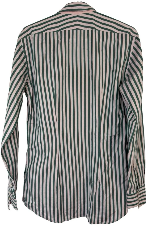 Paul Smith London Dress Shirt Mens Med Kelly Green White Striped LS Italy Made - Image 4 of 4