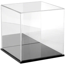 Plymor Acrylic Display Case with Black Base (Mirror Back), 10" x 10" x 10"