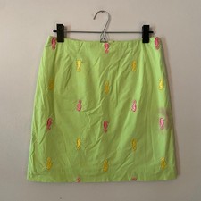 Lilly Pulitzer Vintage Green Seahorse Mini Skirt Cotton Preppy Women's size 6