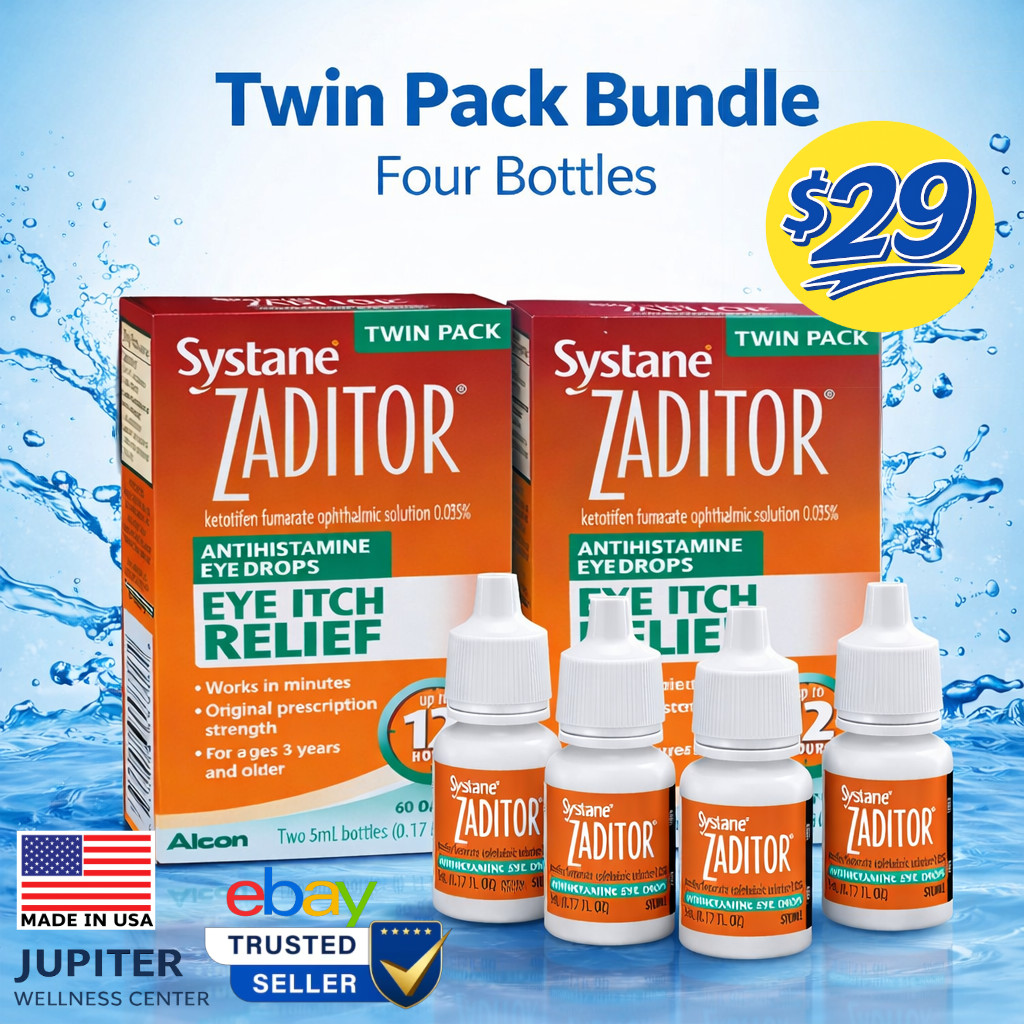 Systane Zaditor 2 Twin Packs 5mL Antihistamine Eye Drops, 4 