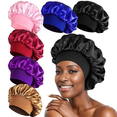 Women Silk Feel Sleep Bonnet Night Cap Long Hair Care Head Turban Hat Multicolor