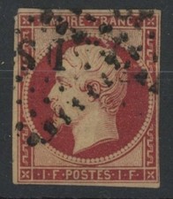[79.411] France 1853 Rare Napoleon 1F stamp Used Fine $3900 (Yv 18)