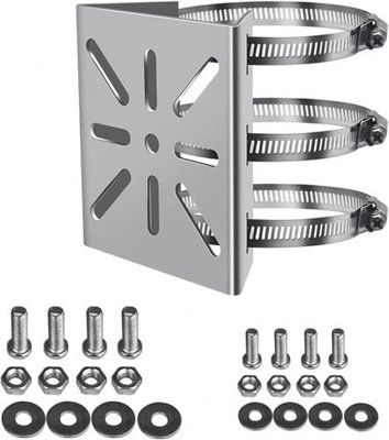 Support De Mât Vertical 3 Boucles En Acier Inoxydable Pour Montage D'angle Adapté Aux Caméras De Vidéosurveillance Et IP (petite Taille, Noir