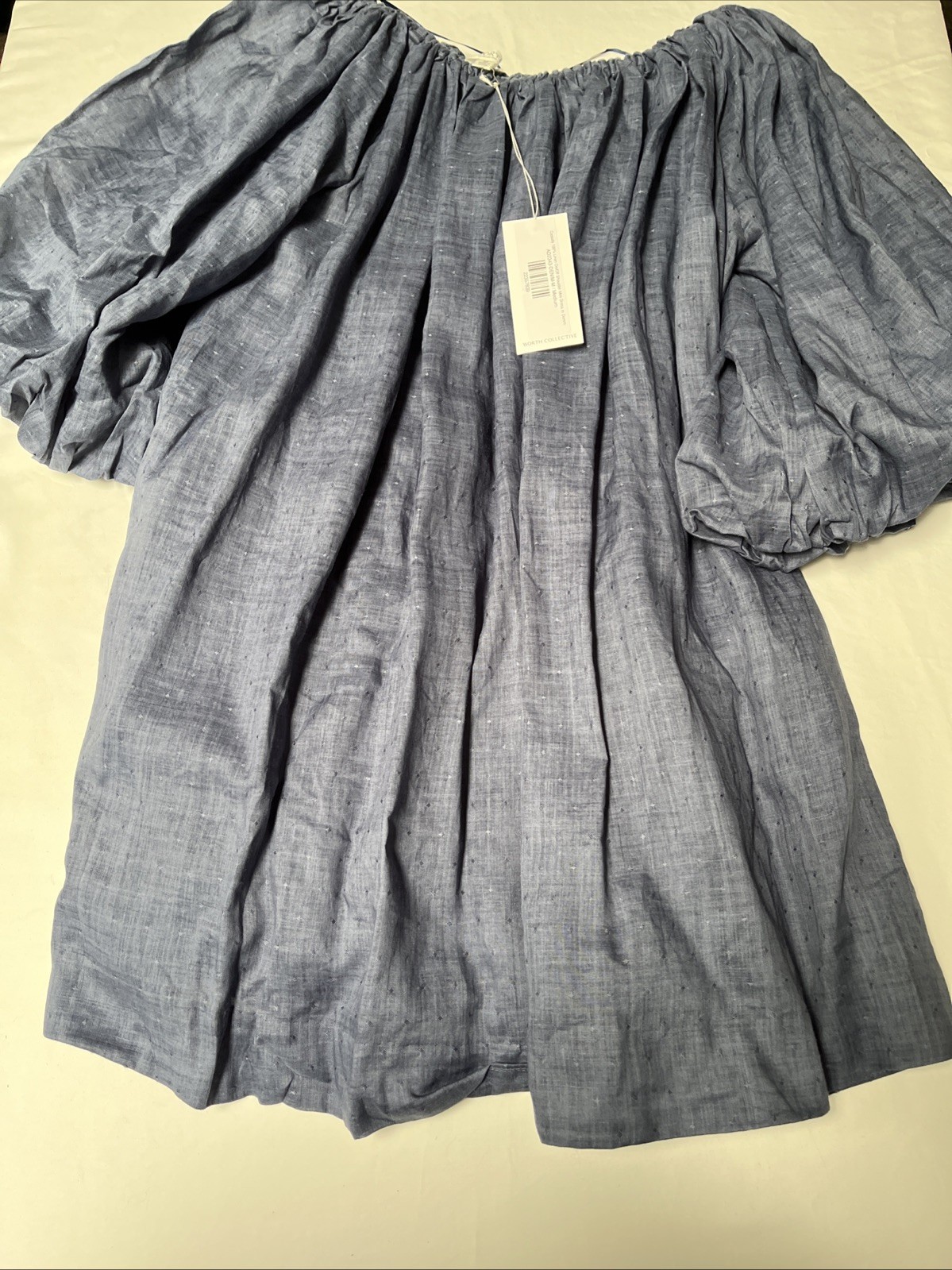 NWT Worth Collective Cassidy Linen Dress Off Shoulder Mini Dress In Denim M