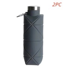 Foldable Silicone Water Bottle 700ml Portable Outdoor Cup Steel Lid Leak-Proof