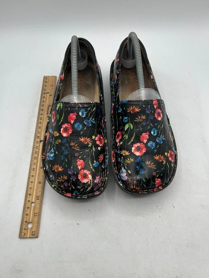 Zapatos zueco Alegria Debra Wildin para mujer EE. UU. 10 cuero negro sin cordones punta redonda Foto 2 de 3