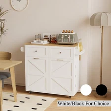 Drop-Leaf Rolling Mobile Kitchen Island Cart Storage Cabinet Drawers Shelves