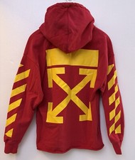 Off-White Oversized Arrows Cotton Pullover Red Hoodie Sz S