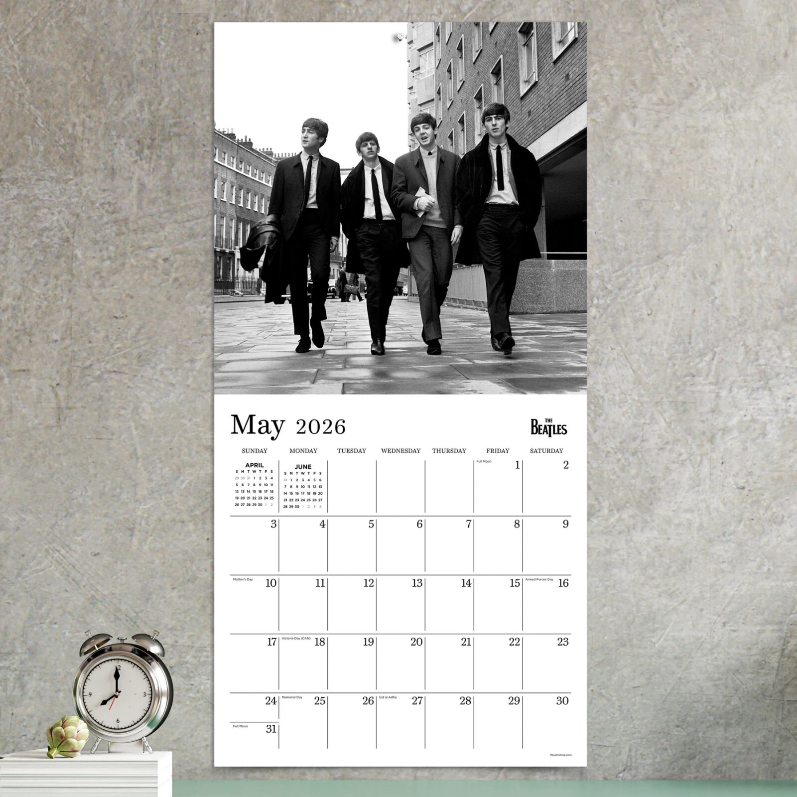 2026 The Beatles Black & White Vertical Wall Calendar