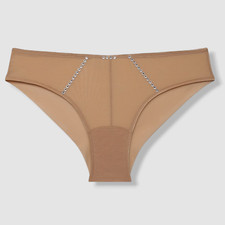  127 I.D.Sarrieri Women's Beige Nuit Interdit Crystal Brief Panty Size 4/XL