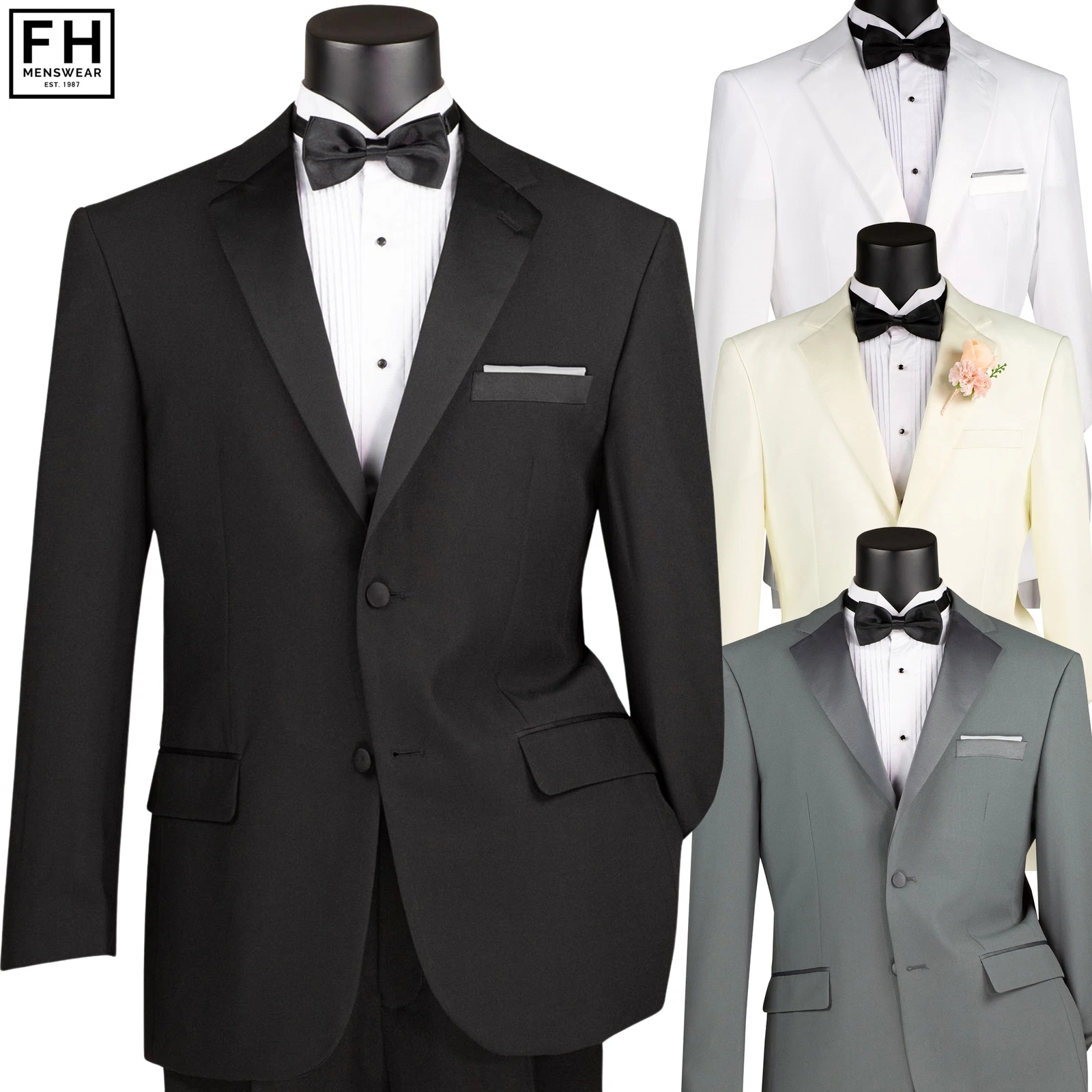 LUCCI Men's Classic Fit Tuxedo w/ Sateen Lapel & Trim - 34S-62L, 4 Colors - NEW
Opens in a new windo