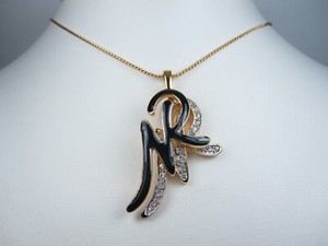 Authentic Nina Ricci Gold Plated Pendant with Swarovski Crystal & Enamel 18-20" - 5497