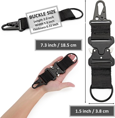 Tactical Military Keychain Quick Release Carabiner EDC Gear Clip Key Hook Buckle - Picture 5 of 15