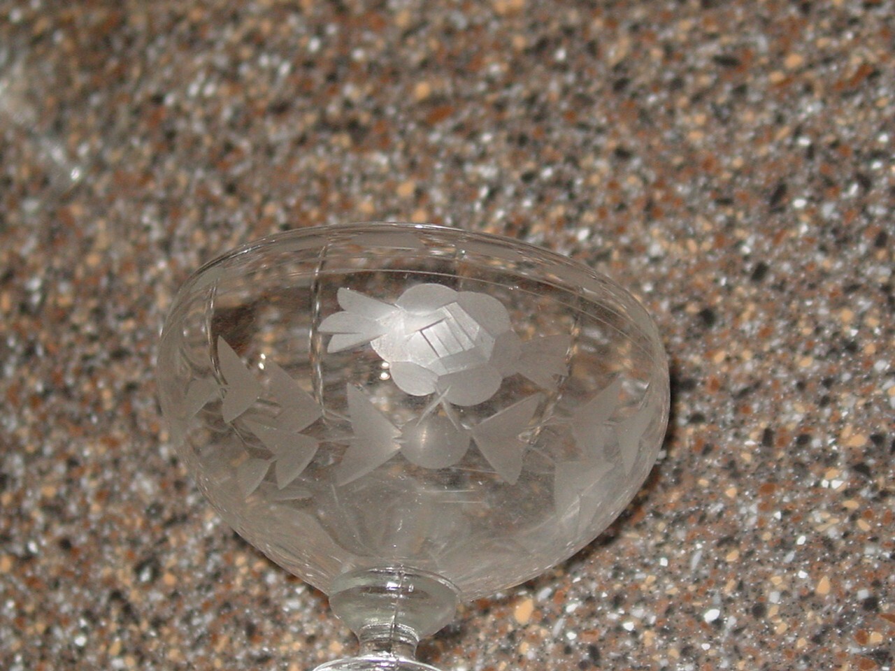 5 Vintage Cut Etched Glass Wine Goblets eBay