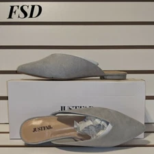 JustFab Women's Bryleigh Mule Flat in Gray