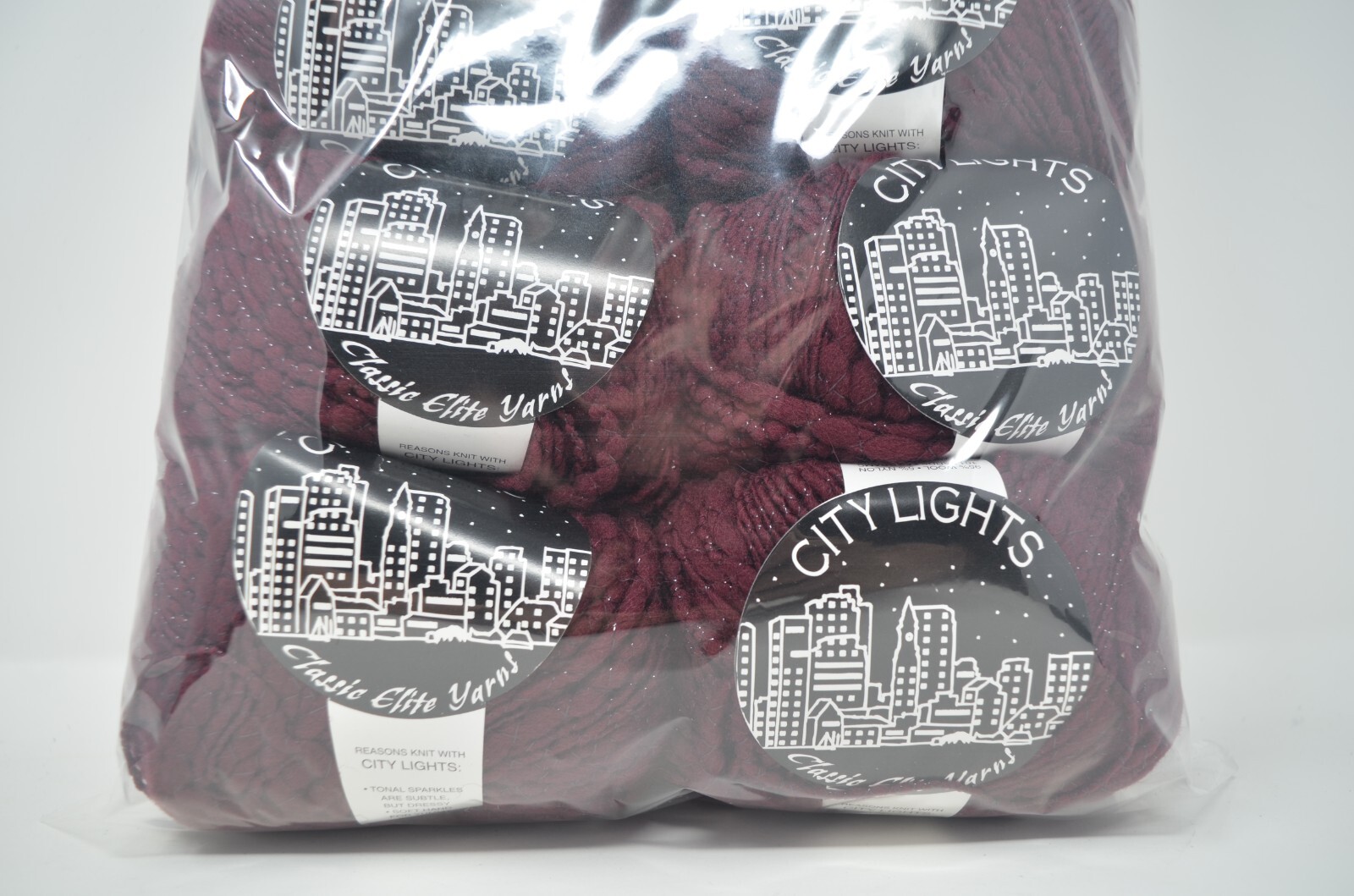 10 Skeins CLASSIC ELITE YARNS CITY LIGHTS Wool Yarn #2553 Maroon