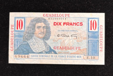 1947-49.ND GUADELOUPE 10 FRANCS BANKNOTE - RARE NOTE - CRISPY VF+++