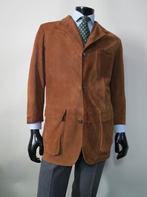 Recent Loro Piani Itay 100% Pelle Leather suede brown button front jacket 40 R