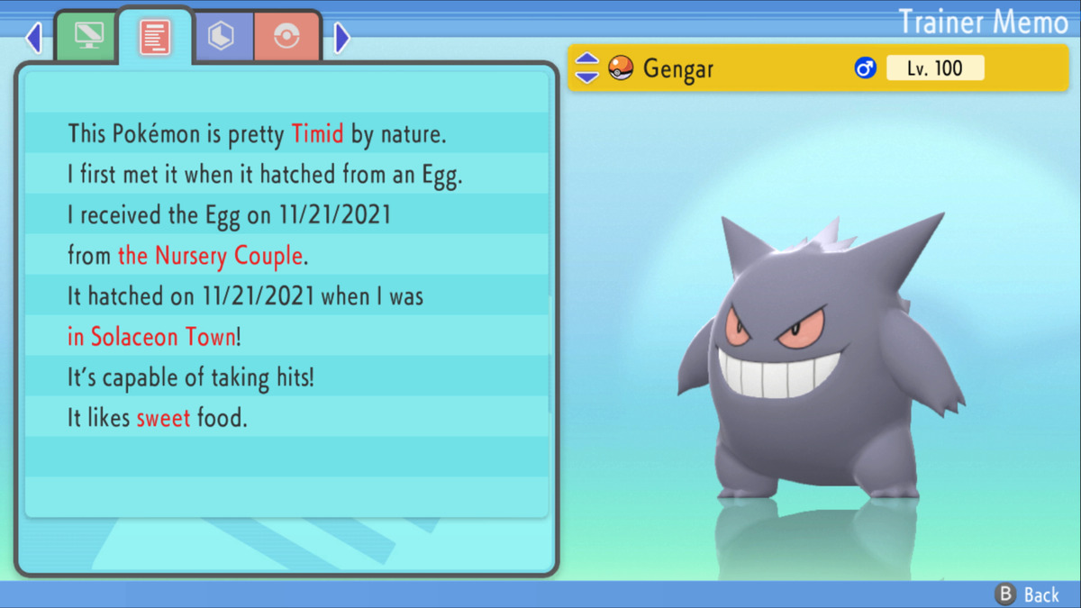 Shiny Gengar / Pokémon Brilliant Diamond and Shining Pearl / 6IV