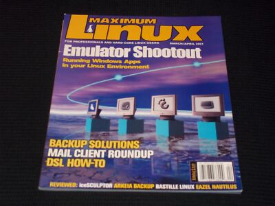 2001 MARCH MAXIMUM LINUX MAGAZINE - EMULATOR SHOOTOUT FRONT COVER - H 2625