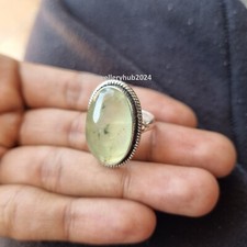 Unique Prehnite Gemstone Ring 925 Sterling Silver Statement Boho Ring PG4921