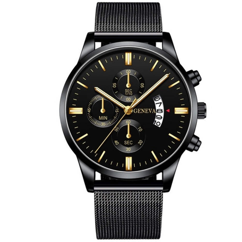 Stylish Men's Quartz Watch with Calendar and Stainless Steel Mesh Band