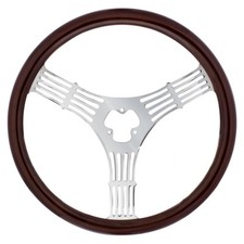 18 Wood Steering Wheel - Banjo - Chrome Spoke 18 Wood Steering Wheel - Banjo - Chrome Spoke