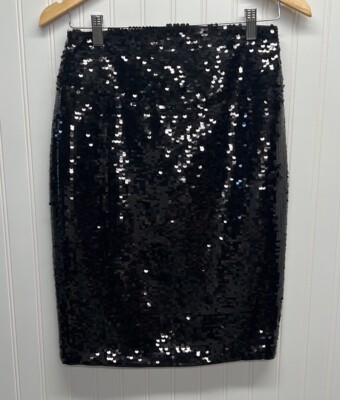 Express Black Sequin Pencil Skirt Sz