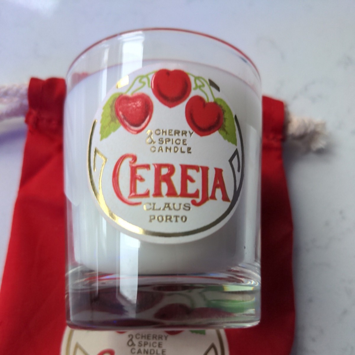 Claus Porto CEREJA Cherry Spice Scented Candle 70g with Pouch BNWOB