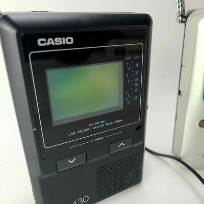 Casio TV-430 Vintage Portable TV With 2 Color LCD Screen Analog