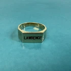 Vintage Lawrence Name Plate Engraved Gold Tone Sterling Men's Ring Size 10.5