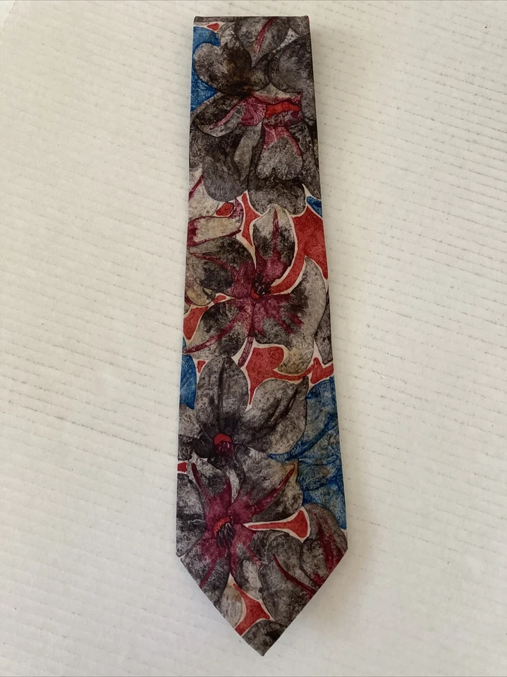 Галстук мужской Carlos Tomasini галстук большой цветочный красный синий серый абстрактный - Изображение 2 из 4