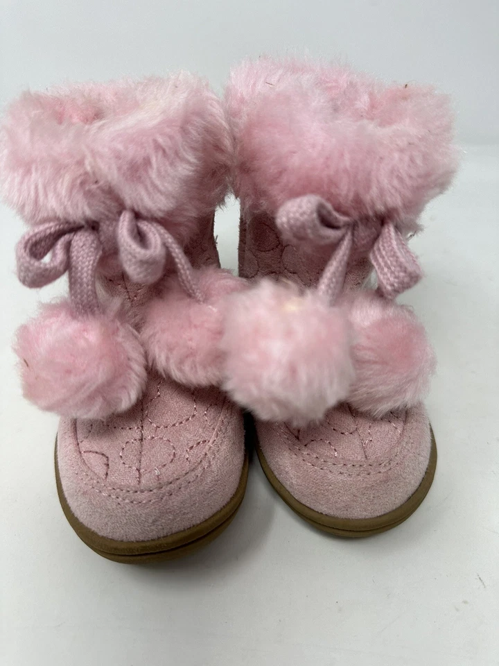 Ребенок ясельного возраста девочек размер 5 ботинки розовый искусственной замши искусственного меха - Изображение 4 из 4